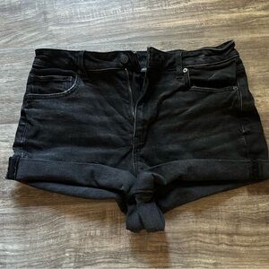 American Eagle Black Jean Shorts Stretch Size 10